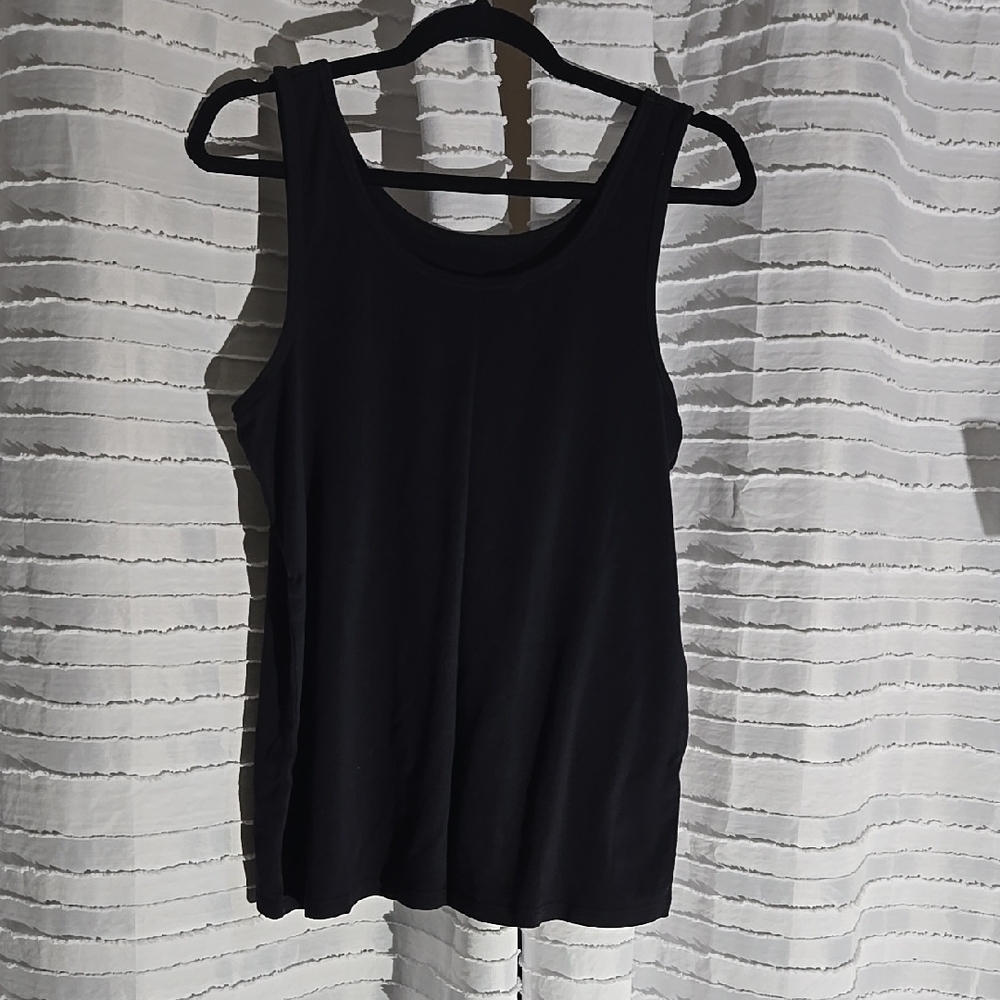 3/$10 4 Black Tank Top with Rounded Neckline and Loose Fit